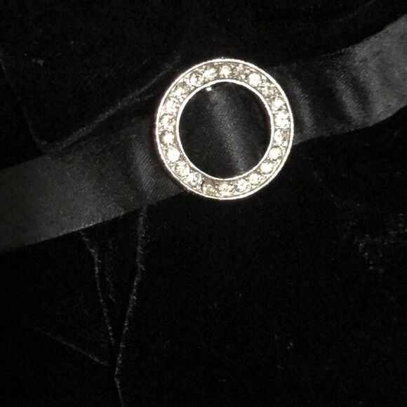 Ann Taylor black velvet dress with rhinestone belt - Picture 6 of 6